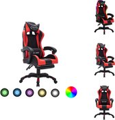 vidaXL Gamestoel - Luxe - Bureau- en Gamingstoelen - 64 x 65 cm - Verstelbaar - LED - Rood/Zwart - Bureaustoel