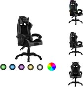vidaXL Gamestoel - Luxe gaming stoel - Kunstleer - Verstelbaar - Met LED verlichting - Grijs/Zwart - 64 x 65 x (111.5 - 119) cm - Bureaustoel