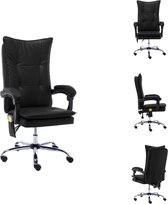 vidaXL Ergonomische kantoorstoel - Massage en ligfunctie - Zwart - Kunstleer - 64x68x(113-120) cm - 110 kg draagvermogen - Bureaustoel