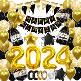 Happy New Year Oud En Nieuw Versiering 2024 Nieuw Jaar Feest Artikelen Gouden Decoratie 2024 pakket Goud – 72 Stuks