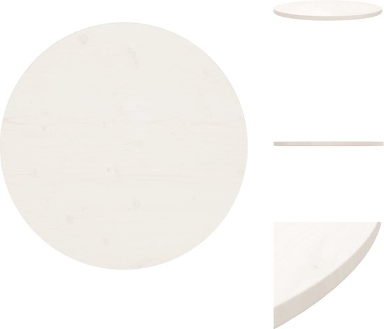 vidaXL Houten Tafelblad - Wit - 70 x 2.5 cm (ø x H) - Massief grenenhout - Tafelonderdeel