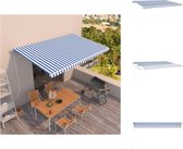 vidaXL Auvent extensible - Auvent extérieur - 500x350 cm - Blauw et Wit - Protection solaire pour fenêtre
