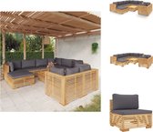 vidaXL Loungeset Tuin - Teakhout - Houten loungeset - 69.5x69.5x60 cm - Donkergrijs kussen - Tuinset