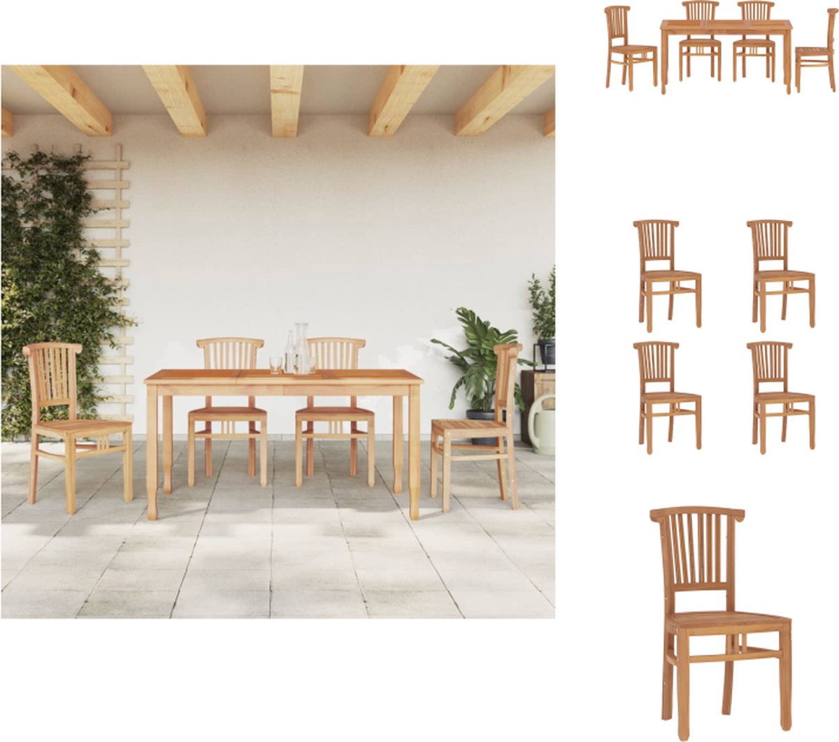 VidaXL Houten Tuinset Tafel 150x90x75cm Stoel 48x51x94cm Tuinset