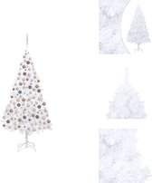 vidaXL Kunstkerstboom - Wit - 210 cm - LED-verlichting - PVC - Decoratieve kerstboom