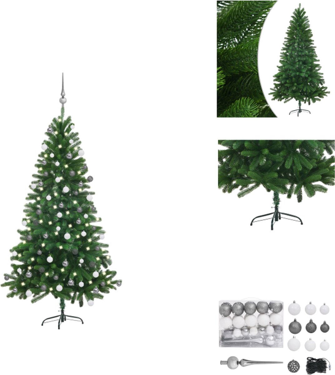 vidaXL Kunstkerstboom - Levensecht - PE Naaldvormige Takken - 150 cm - Met 150 LEDs - Decoratieve kerstboom