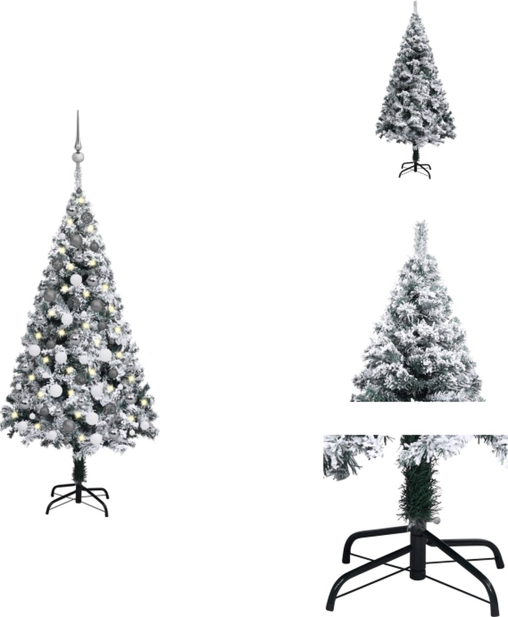 vidaXL Kunstkerstboom Deluxe - 120 cm - Met LED-verlichting en Kerstballen - Decoratieve kerstboom