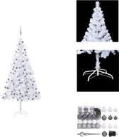 vidaXL Kerstboom Snowy - PVC - 210 cm - 910 takken - LED-verlichting - Decoratieve kerstboom