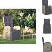 vidaXL Fauteuil en Poly - Grijs - 57 x 69 x 106 cm - Réglable - Chaise de jardin