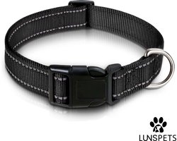 Lunspets Halsband hond - Hondenhalsband - Honden halsband - Hondenriem - Reflecterend - Zwart - Oersterk - Geschikt voor iedere hondenriem - voor Grote honden - Maat L