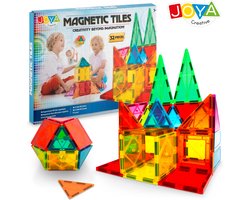 foto van Joya Creative Magnetic Tiles Speelgoed - 32-delige Magnetische Bouwstenen - Magnetisch Speelgoed voor Kinderen - Leerzaam en Creatief Constructiespeelgoed