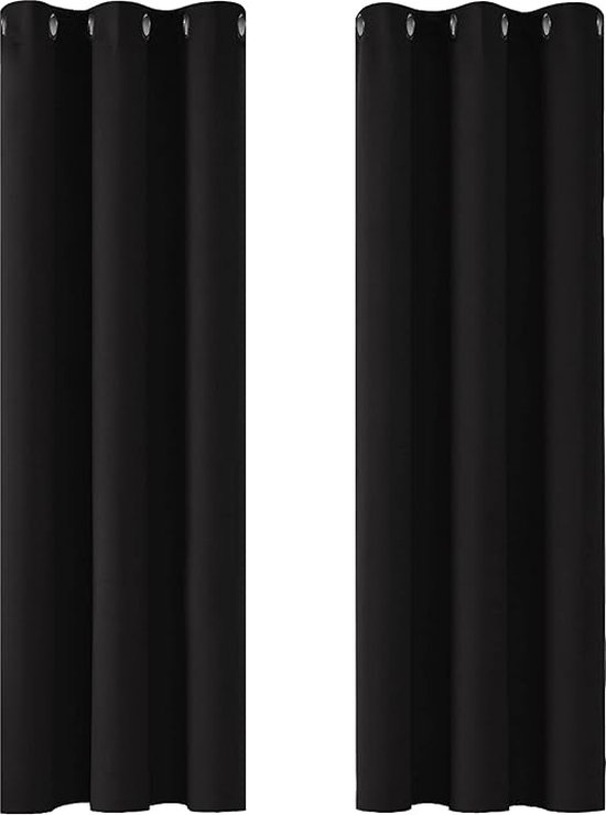 Gordijen Verduisterend, Zwart, Gordijn Warmte-isolerend met Oogjes voor Woonkamer Halloween, 107x242cm (B x H) 2 stuks