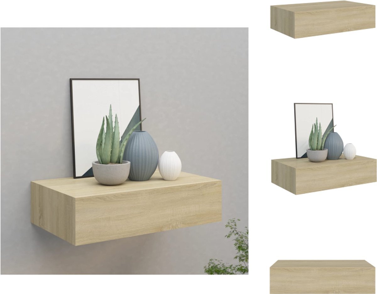 VidaXL Zwevend Schap MDF en Metaal 40 x 23.5 x 10 cm Eiken Wandsteun