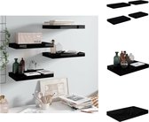 vidaXL Wandplanken Set - Hoogglans Zwart - 40 x 23 x 3.8 cm - Honingraat MDF en Metaal - Wandsteun