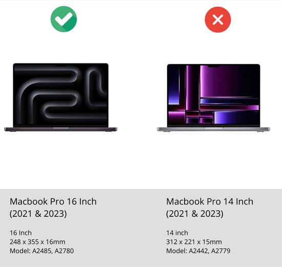 Case2go - Coque pour Macbook Pro 16 pouces (2021 & 2023) - Protection 360 - Hardcase - Zwart