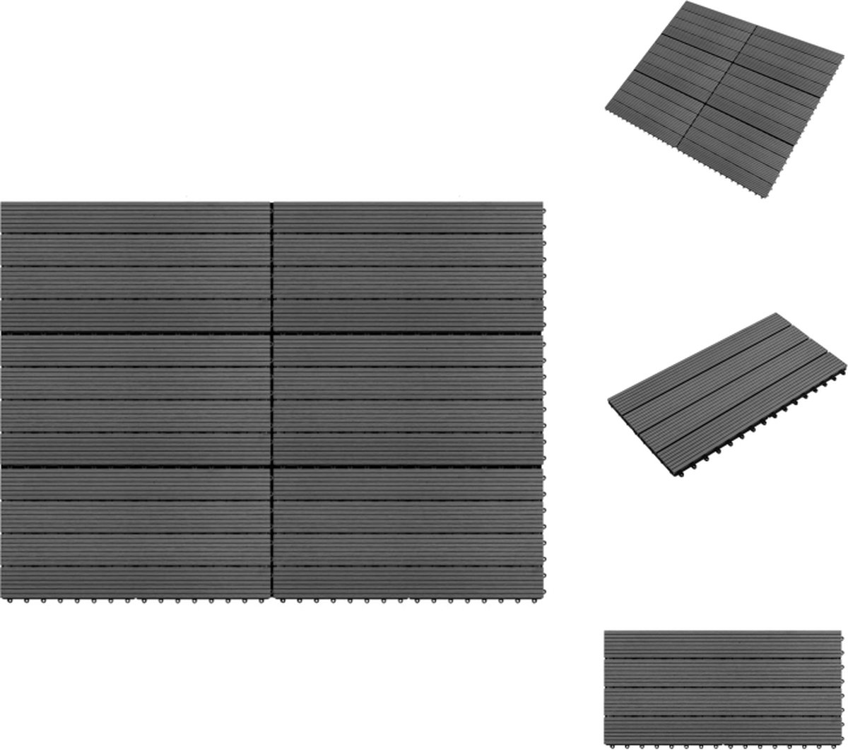 VidaXL HKC Terrastegels Grijs 60 x 30 cm Quick-connect Waterafstotend 6 stuks Vloer
