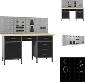 vidaXL Werkbank - Praktische opbergoplossing - Werkplaats en garage - Afmetingen- 160 x 60 x 85 cm - Draagvermogen- 500 kg - Kleur- zwart en grijs - Werkbank