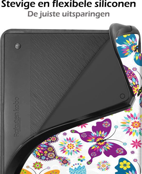 Hoesje Geschikt voor Kobo Elipsa 2E Hoes Book Case Trifold - Hoes Geschikt voor Kobo Elipsa 2E Hoesje Book Cover Met Screenprotector - Vlinders van Hoesje  — afbeelding 5