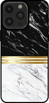 Smartphonica Telefoonhoesje voor iPhone 14 Pro Max marmer look - backcover marmer hoesje - Zwart Wit / TPU / Back Cover geschikt voor Apple iPhone 14 Pro Max