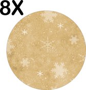 BWK Stevige Ronde Placemat - Patroon van IJskristallen en Sneeuwvlokken - Set van 8 Placemats - 50x50 cm - 1 mm dik Polystyreen - Afneembaar