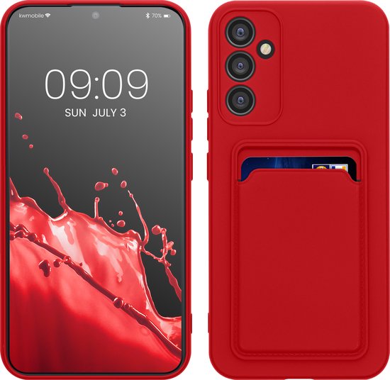 kwmobile telefoonhoesje geschikt voor Samsung Galaxy A34 5G - Hoesje met pasjeshouder - TPU case in rood