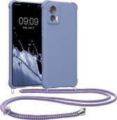kwmobile telefoonhoesjegeschikt voor Motorola Edge 30 Neo - Hoesje van siliconen met telefoonkoord - In lavendel