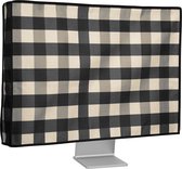 kwmobile stoffen beschermhoes voor monitor - geschikt voor 31-32" Monitor - Afdekhoes van linnen - In zwart / lichtgrijs / wit Geruit design