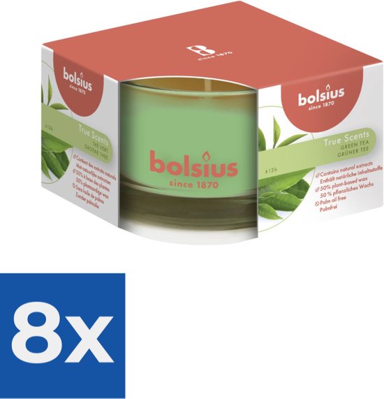 Bolsius Geurglas 50/80 True Scents Green Tea - Voordeelverpakking 8 stuks