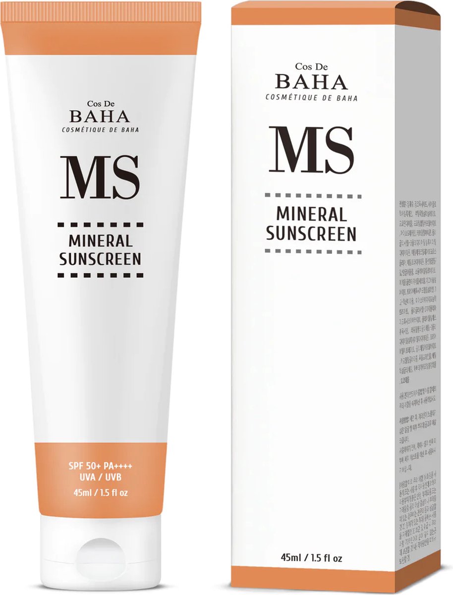 Cos De BAHA Everyday Mineral Sunscreen - SPF 50+ PA++++ 45ml - K-Beauty Hydraterende Zonnebrand - Mineral Cream - Koreaanse Huidverzorging - Primer First Steps Skin Routine
