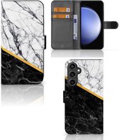 Mobiel Case Geschikt voor Samsung Galaxy S23 FE GSM Hoesje Marble White Black