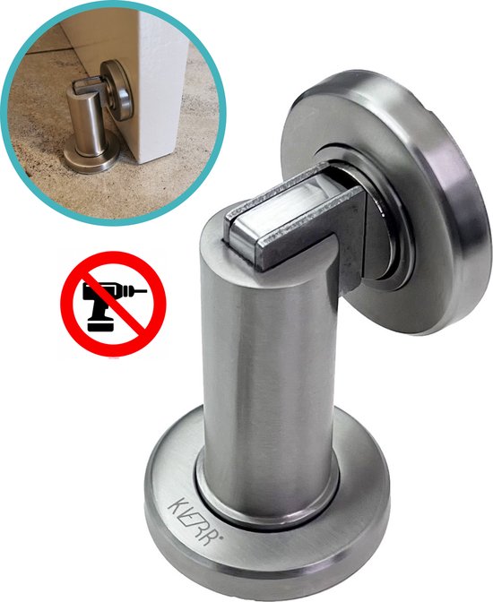 Kierr® Stop 200 hogere Deurstopper/ Deurvastzetter rvs magnetisch - Zonder boren en schroeven - Deuropenhouder - Zelfklevend - ook voor op Kunststof
