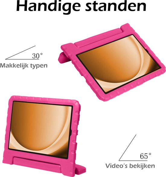 Coque Kids Samsung Galaxy Tab A9 avec protecteur d'écran en verre de protection - Coque pour enfants Samsung Tab A9 - Rose