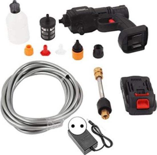 Benzine-hogedrukreiniger met oppervlaktereiniger, 190 bar, 7,5 pk, professioneel, met 5 sproeiers en opslag voor Wash, terras, auto, oprit, tuin