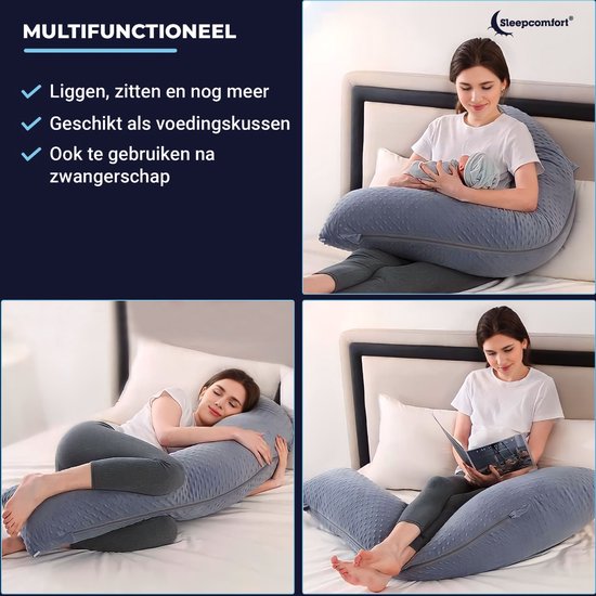 Premium Zwangerschapskussen XL - Voedingskussen - Afneembare Hoes In U