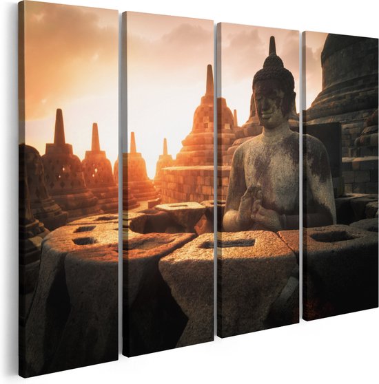Tableau sur toile Artaza Quadriptyque Statue de Bouddha dans un temple - 120x90 - Photo sur toile - Impression sur toile
