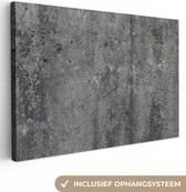 Toile Peinture Béton - Zwart - Wit - Gravier - 90x60 cm - Décoration murale