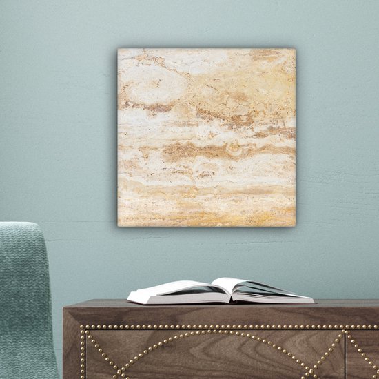 Toile Peinture Marbre - Sable - Texture - 20x20 cm - Décoration murale