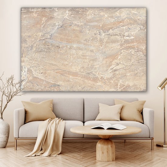 Toile Peinture Marbre - Citron Vert - Sable - Texture - 150x100 cm - Décoration murale