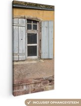 Canvas Schilderij Oud raam met oude luiken - 20x40 cm - Wanddecoratie
