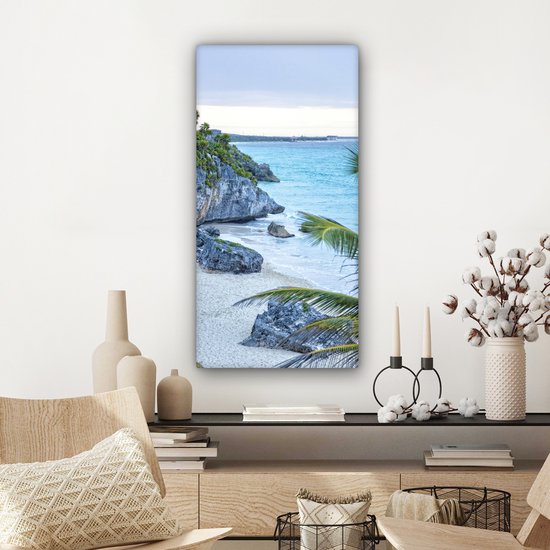 Tableau sur toile Tulum l'ancienne ville portuaire sur la mer des Caraïbes au Mexique - 40x80 cm - Décoration murale