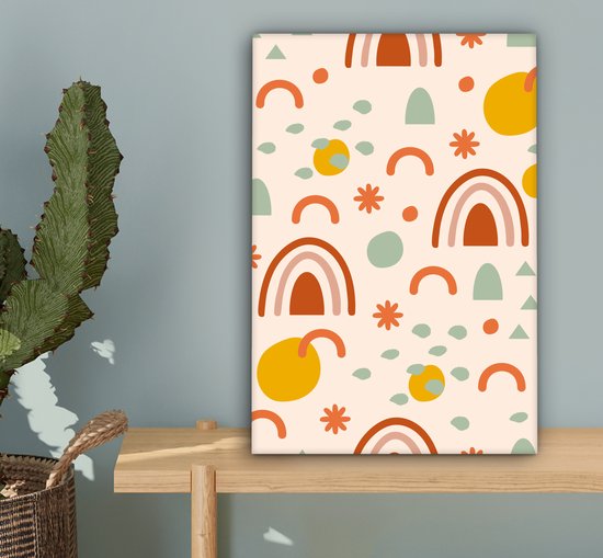 Canvas schilderij 20x30 cm - Wanddecoratie Regenboog - Patroon - Zomer - Muurdecoratie woonkamer - Slaapkamer decoratie - Kamer accessoires - Schilderijen op canvas