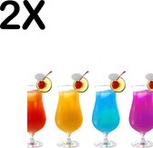 BWK Textiele Placemat - Gekleurde Cocktails - Set van 2 Placemats - 35x25 cm - Polyester Stof - Afneembaar