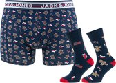 Jack & Jones giftbox 3P boxers & sokken gingerman blauw - M