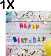 BWK Textiele Placemat - Happy Birthday met Slingers en Balonnen - Set van 1 Placemats - 50x50 cm - Polyester Stof - Afneembaar