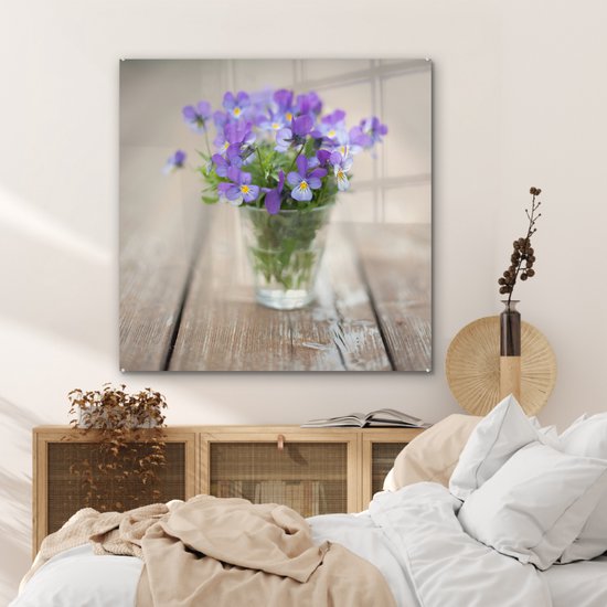 MuchoWow® Peinture sur verre 90x90 cm - Peinture sur verre - Violons dans un vase - Photo sur verre acrylique - Peintures