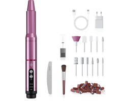 Nantib - Elektrische nagelfrees - Nagelvijl - Ook voor kunstnagels - Manicure set - Pedicureset - Eeltverwijderaars - Roze - Valentijn
