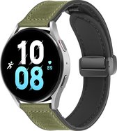 MNCdigi - Leather Silicone hybride band - 20 MM - Groen - Smartwatchband voor Samsung Galaxy Watch 42mm/Active/Active2 - 40 & 44 mm/Galaxy Watch 3 41mm/Galaxy Watch 4/4 Classic/Galaxy Watch 5/5 Pro/Galaxy Watch 6/6 Classic/Gear Sport