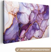 Peinture sur toile 60x40 cm - Marbre lilas violet - Accessoires de décoration de chambre - Peintures salon - Décoration murale chambre - Décoration murale cuisine - Toile murale intérieur - Décoration maison - Tableau abstrait