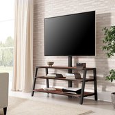 TV-standaard vloer met VESA (2-in-1) voor 37-55 65 70 inch TV, 20mm hout planken TV stand met 6 hoogte verstelbaar, TV meubel beugel kasten MAX VESA 600x400mm