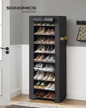 Étagère à chaussures avec étagère à chaussures à 10 niveaux 160 x 58 x 28 cm pour environ 27 paires de chaussures, Groot, noir RXJ10H